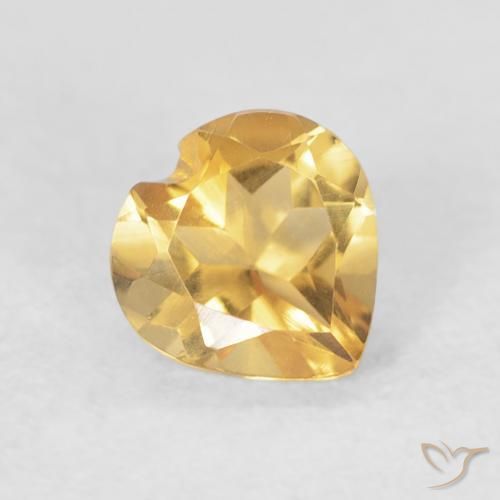 0.66 ct Golden Citrine Stone, Natural Citrine in Heart Facet Shape for Sale