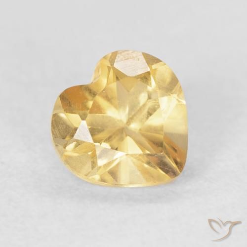 0.74 ct Golden Citrine Stone, Natural Citrine in Heart Facet Shape for Sale