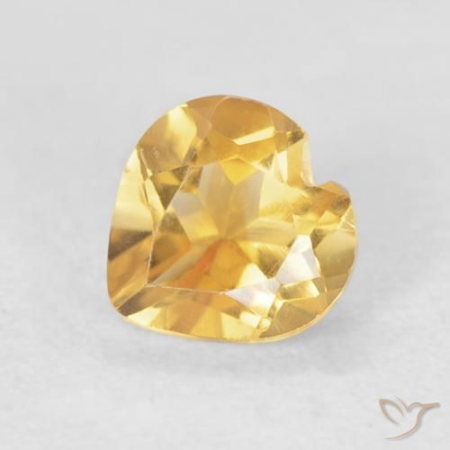 0.75ct Natural Medium Gold Citrine, Heart, VVS