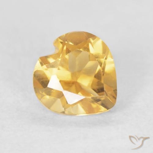 0.75 ct Golden Citrine Stone, Natural Citrine in Heart Facet Shape for Sale
