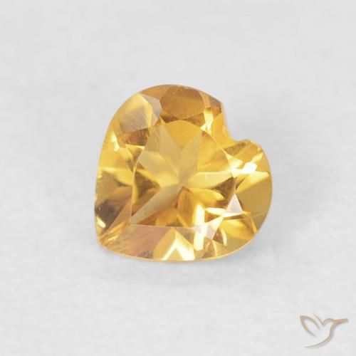 0.38ct Natural Medium Gold Citrine, Heart, VVS