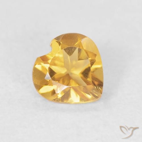 0.38 ct Golden Citrine Stone, Natural Citrine in Heart Facet Shape for Sale
