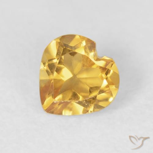 0.45ct Natural Bright Gold Citrine, Heart, VVS