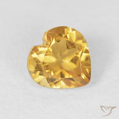 0.45 ct Golden Citrine Stone, Natural Citrine in Heart Facet Shape for Sale