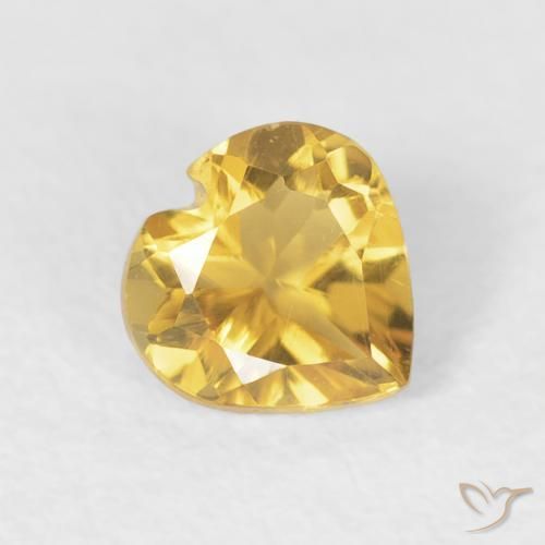 0.42 ct Golden Citrine Stone, Natural Citrine in Heart Facet Shape for Sale