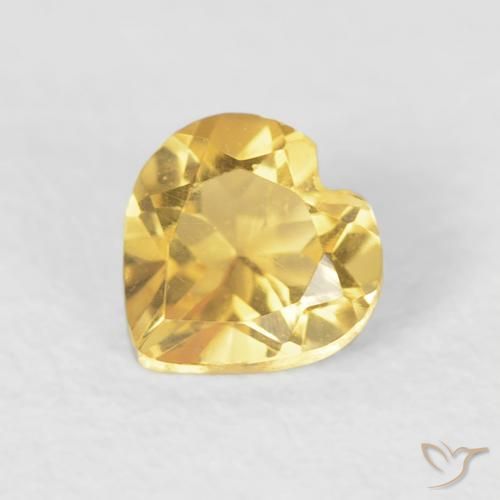 0.40ct Natural Medium Gold Citrine, Heart, VVS