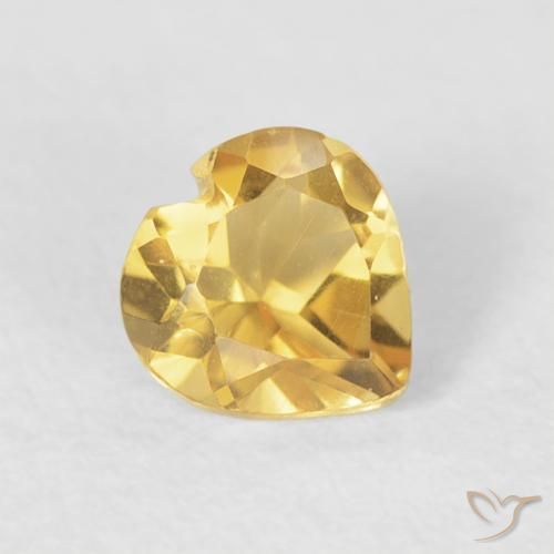 0.40 ct Golden Citrine Stone, Natural Citrine in Heart Facet Shape for Sale