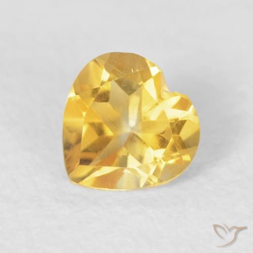 0.44ct Natural Medium Gold Citrine, Heart, VVS