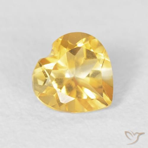 0.44 ct Golden Citrine Stone, Natural Citrine in Heart Facet Shape for Sale