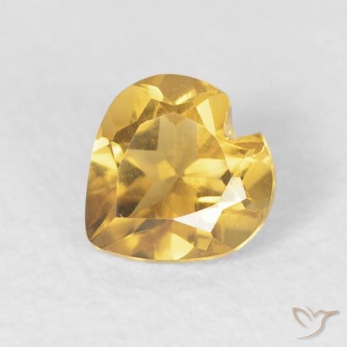 0.42ct Natural Bright Gold Citrine, Heart, VVS