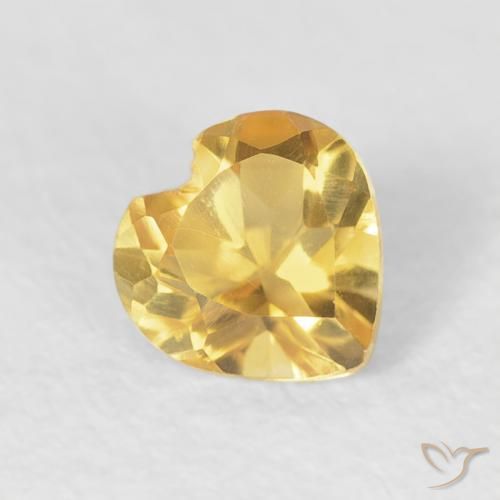 0.42 ct Golden Citrine Stone, Natural Citrine in Heart Facet Shape for Sale