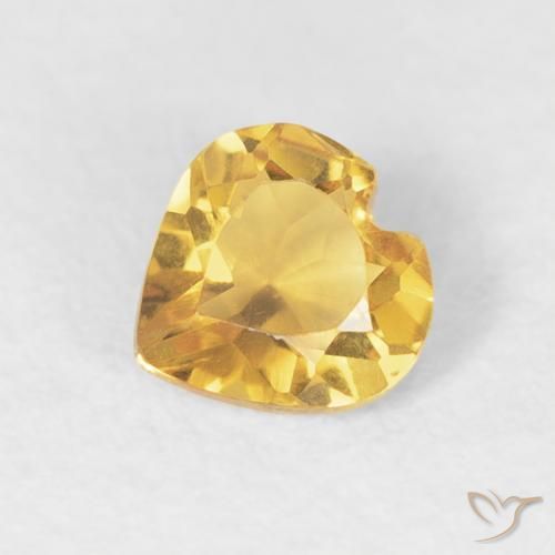 0.35ct Natural Medium Gold Citrine, Heart, VVS