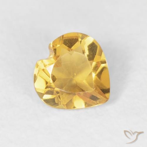 0.35 ct Golden Citrine Stone, Natural Citrine in Heart Facet Shape for Sale