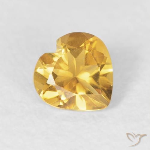 0.38 ct Golden Citrine Stone, Natural Citrine in Heart Facet Shape for Sale