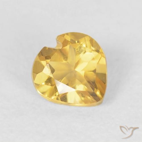 0.42 ct Golden Citrine Stone, Natural Citrine in Heart Facet Shape for Sale