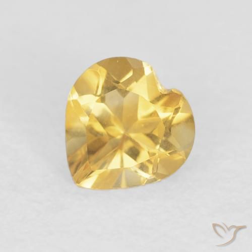 0.64ct Natural Medium Gold Citrine, Heart, VVS