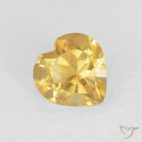 0.64 ct Golden Citrine Stone, Natural Citrine in Heart Facet Shape for Sale