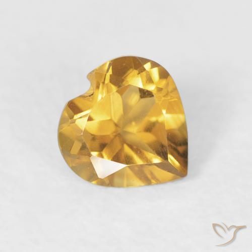 0.44 ct Golden Citrine Stone, Natural Citrine in Heart Facet Shape for Sale