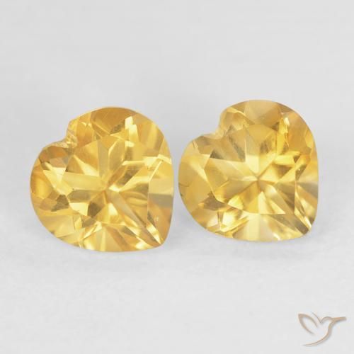 1.49 ctw Golden Citrine Stones, Natural Citrine in Heart Facet Shape for Sale