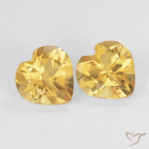 0.88 ctw Golden Citrine Stones, Natural Citrine in Heart Facet Shape for Sale