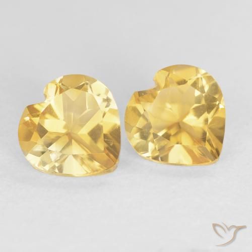 1.45 ctw Golden Citrine Stones, Natural Citrine in Heart Facet Shape for Sale