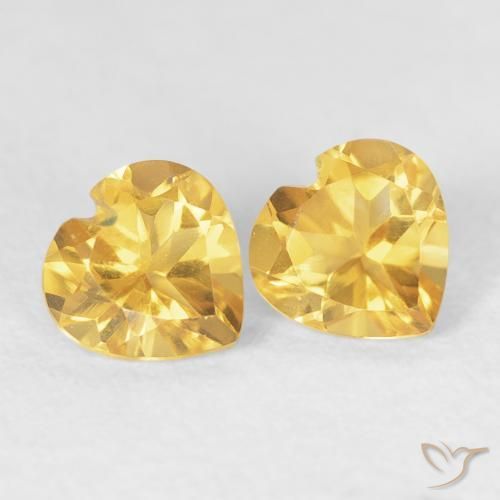 0.84 ctw Golden Citrine Stones, Natural Citrine in Heart Facet Shape for Sale