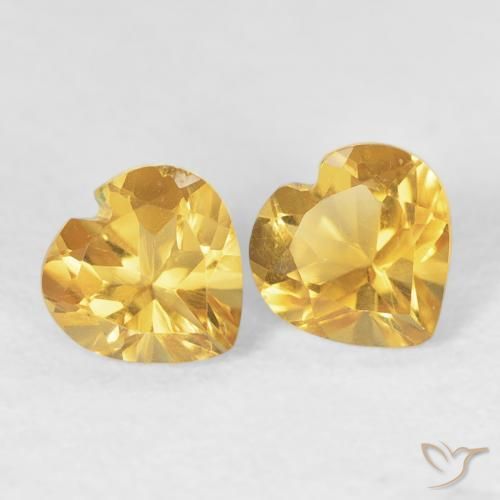 0.90 ctw Golden Citrine Stones, Natural Citrine in Heart Facet Shape for Sale