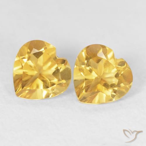 0.90 ctw Golden Citrine Gemstones, Citrine Gems in Heart Facet Shape for Sale.