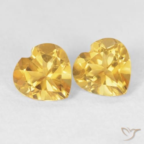 0.90 ctw Golden Citrine Stones, Natural Citrine in Heart Facet Shape for Sale