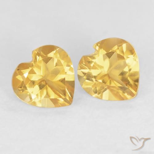 0.92 ctw Golden Citrine Stones, Natural Citrine in Heart Facet Shape for Sale