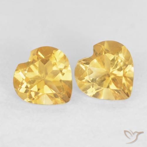 0.90 ctw Golden Citrine Stones, Natural Citrine in Heart Facet Shape for Sale
