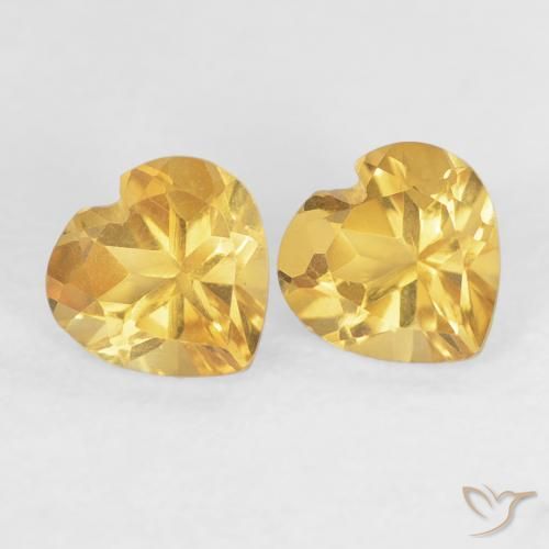 0.89 ctw Golden Citrine Stones, Natural Citrine in Heart Facet Shape for Sale