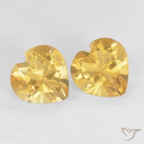 0.96 ctw Golden Citrine Stones, Natural Citrine in Heart Facet Shape for Sale