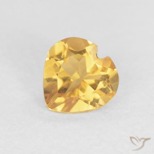 0.38ct Natural Bright Gold Citrine, Heart, VVS-VS