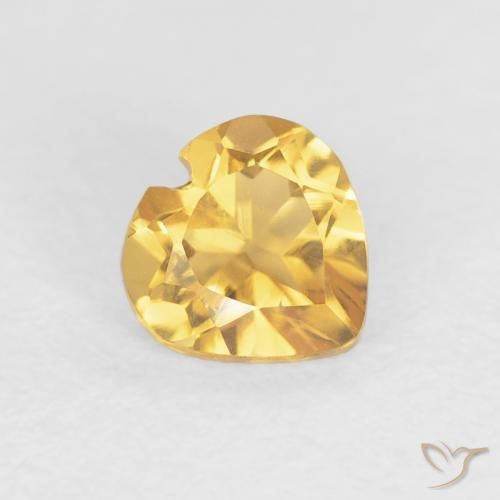 0.38 ct Golden Citrine Stone, Natural Citrine in Heart Facet Shape for Sale