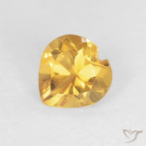 0.41ct Natural Bright Gold Citrine, Heart, VVS-VS