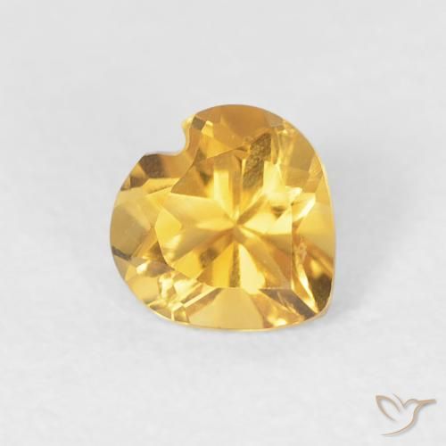 0.41 ct Golden Citrine Stone, Natural Citrine in Heart Facet Shape for Sale