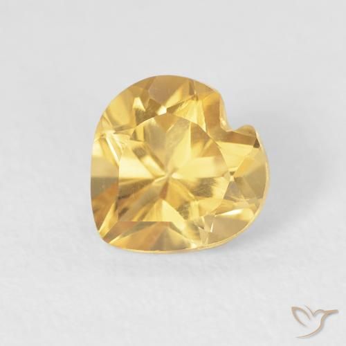 0.78ct Natural Medium Gold Citrine, Heart, VVS-VS