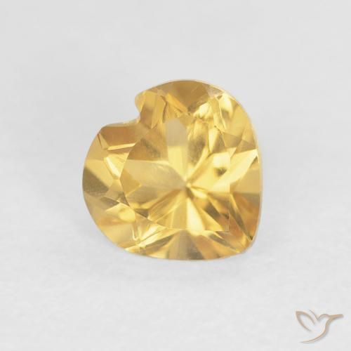 0.78 ct Golden Citrine Stone, Natural Citrine in Heart Facet Shape for Sale