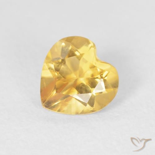 0.68ct Natural Medium Gold Citrine, Heart, VVS-VS