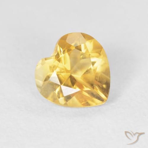 0.68 ct Golden Citrine Stone, Natural Citrine in Heart Facet Shape for Sale