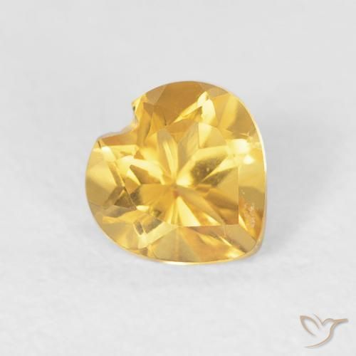 0.47 ct Golden Citrine Stone, Natural Citrine in Heart Facet Shape for Sale