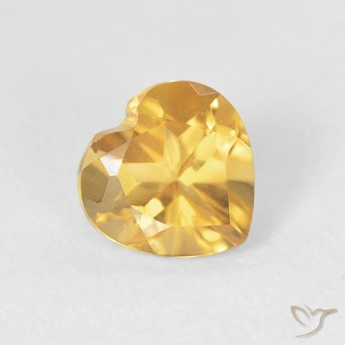 0.73ct Natural Medium Gold Citrine, Heart, VVS-VS