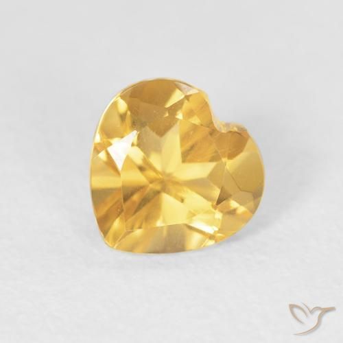 0.73 ct Golden Citrine Stone, Natural Citrine in Heart Facet Shape for Sale