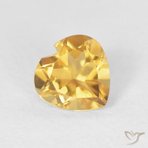 0.71 ct Golden Citrine Stone, Natural Citrine in Heart Facet Shape for Sale