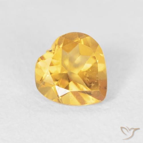 0.40ct Natural Bright Gold Citrine, Heart, VVS-VS