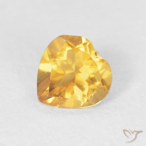 0.40 ct Golden Citrine Stone, Natural Citrine in Heart Facet Shape for Sale