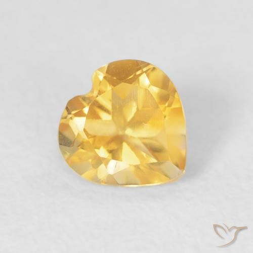 0.44ct Natural Medium Gold Citrine, Heart, VVS-VS