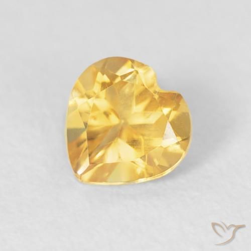 0.44 ct Golden Citrine Stone, Natural Citrine in Heart Facet Shape for Sale
