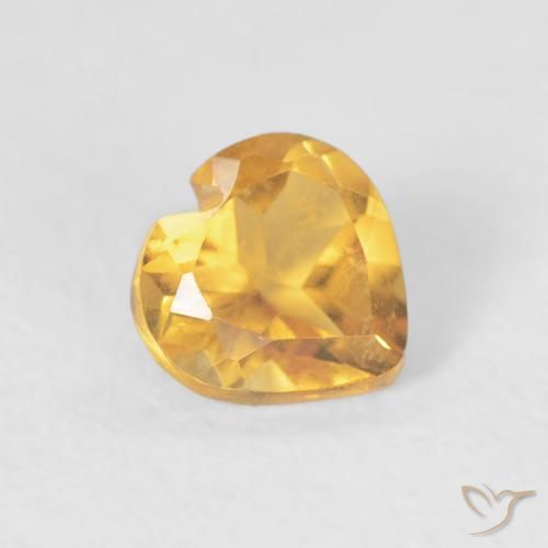 0.40 ct Golden Citrine Stone, Natural Citrine in Heart Facet Shape for Sale